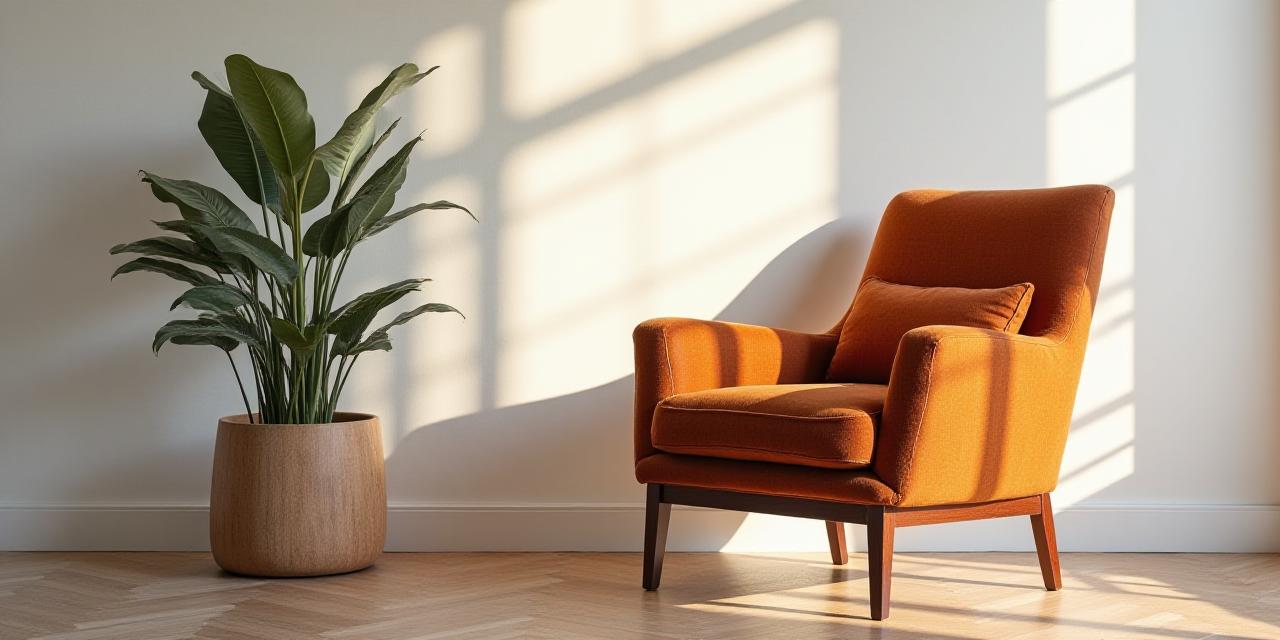 Poltrona vintage restaurata in un contesto domestico moderno