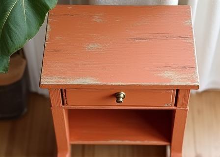 Restauro di un vecchio mobile con vernici color terra